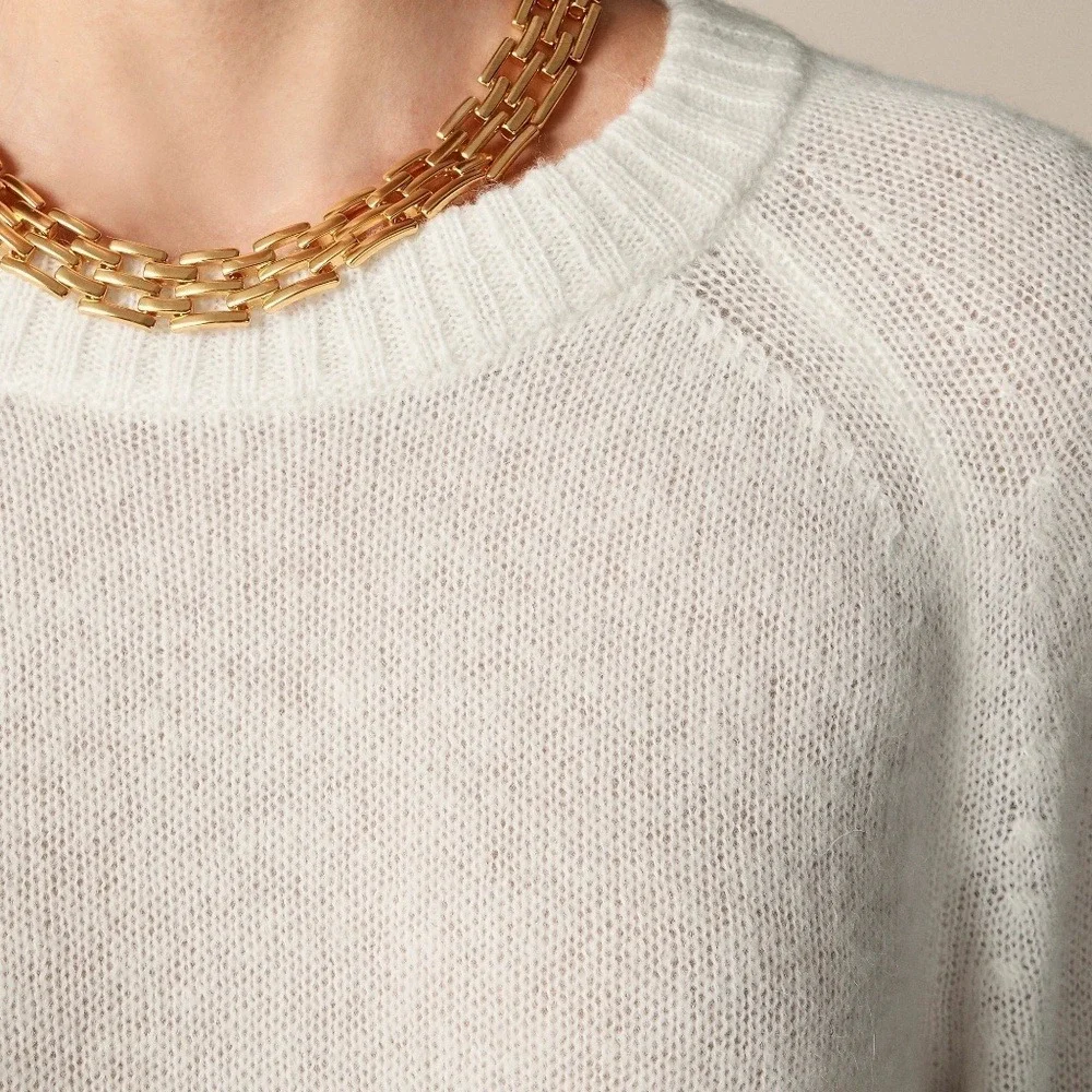 NWT!! J. CREW High Rib Pullover Sweater Wool Alpaca Solid‎ Ivory Minimalist XXS